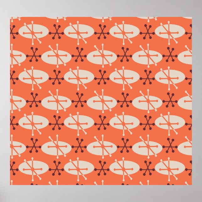 Retro Vibes: Geometrisches Burst-Muster Poster (Vorne)