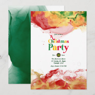 Retro Vibes mit Alcohol Ink Flair Weihnachts-Party Einladung