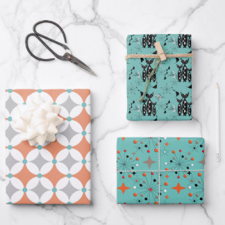 Retro Vibes Modern Mid Century Colorful Geschenkpapier Set