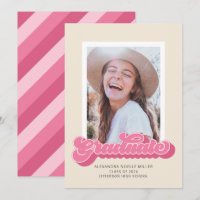 Retro Vibes (Pink) Foto Abschluss Ankündigung