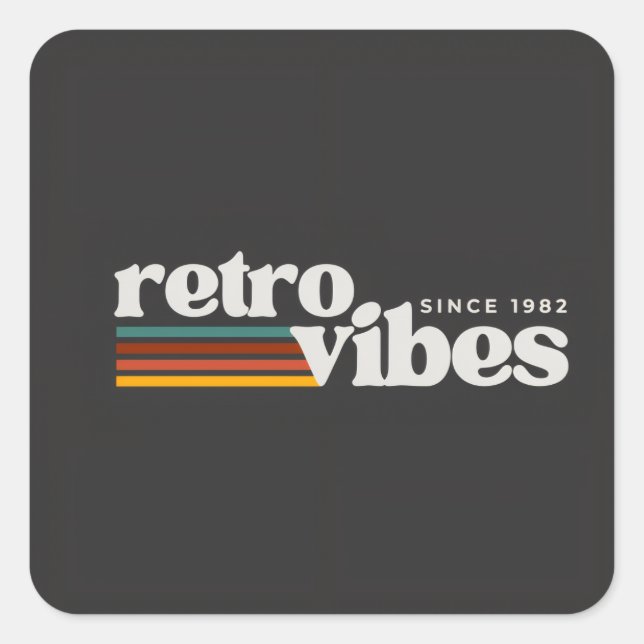 retro vibes  quadratischer aufkleber (Vorderseite)