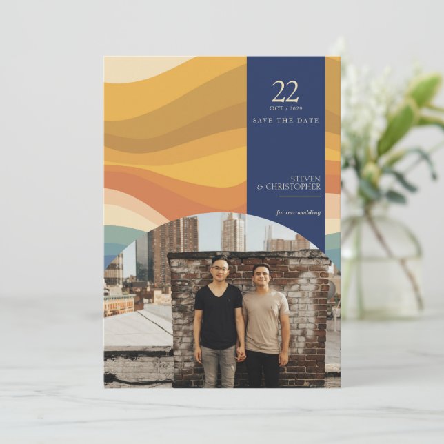 Retro Vibes Save The Date (Stehend Vorderseite)