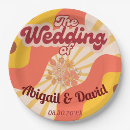 Retro Vibes Vintage Wedding Pappteller