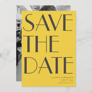 Retro Vibranly Gelb Art Deco Editorial Chic Foto Save The Date