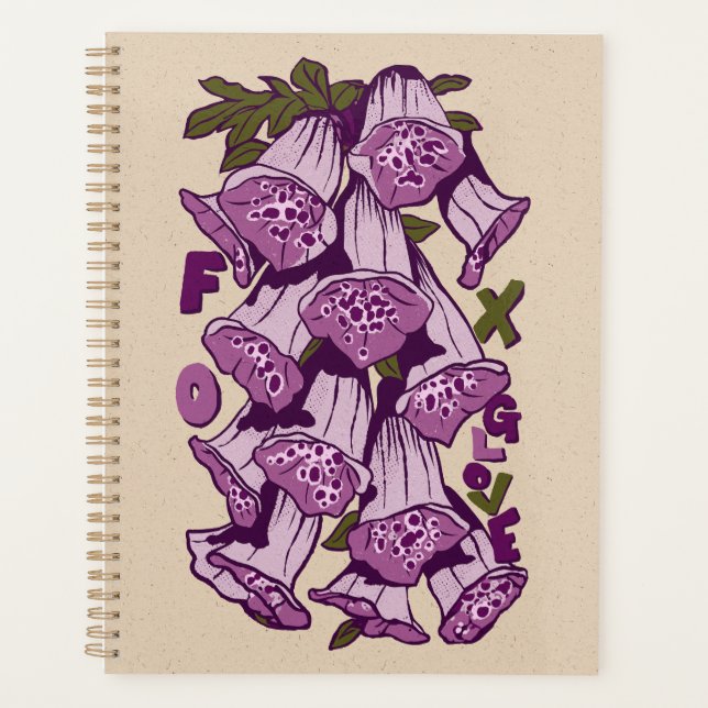 Retro Vibrant Foxglove Wildblume Planer (Vorderseite)