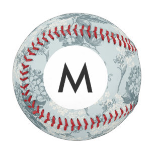 Retro-viburnäre Monogramm-Blume Baseball
