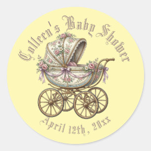 Retro-victorianischer Kinderwagen  Runder Aufkleber