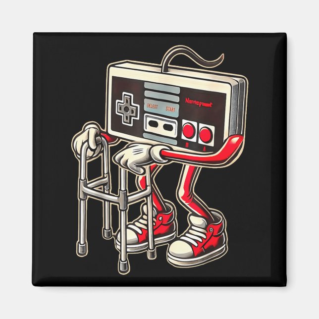 Retro Video Game Controller With Walker Funny Game Magnet (Vorne)