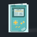 Retro Video Game Level Up Benutzerdefiniertes Gebu Karte<br><div class="desc">Wir haben diese lustige und helle Video-Spiel Hand-Controller Thema Geburtstagskarte entworfen. Das Design verfügt über einen farbenfrohen blau-gelben Handcontroller, der mit Namen und Alter abgestimmt ist. Das Innere der Karte verfügt über den lustigen und hellen Retro-Video-Gamer-Controller, zusammen mit den Worten Happy Geburtday und Name. Ein unterhaltsames Retro-Videospiel-Controller-Muster wird der Innenseite...</div>