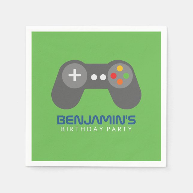 Retro Video Games Controller - Geburtstag Serviette (Vorderseite)