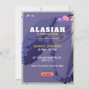 Retro Vidéo Jeu Anniversaire Fête Invitation Jeu