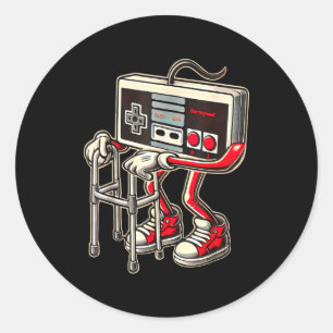 Retro-Videospiel-Controller mit Walker Lustiges Sp Runder Aufkleber
