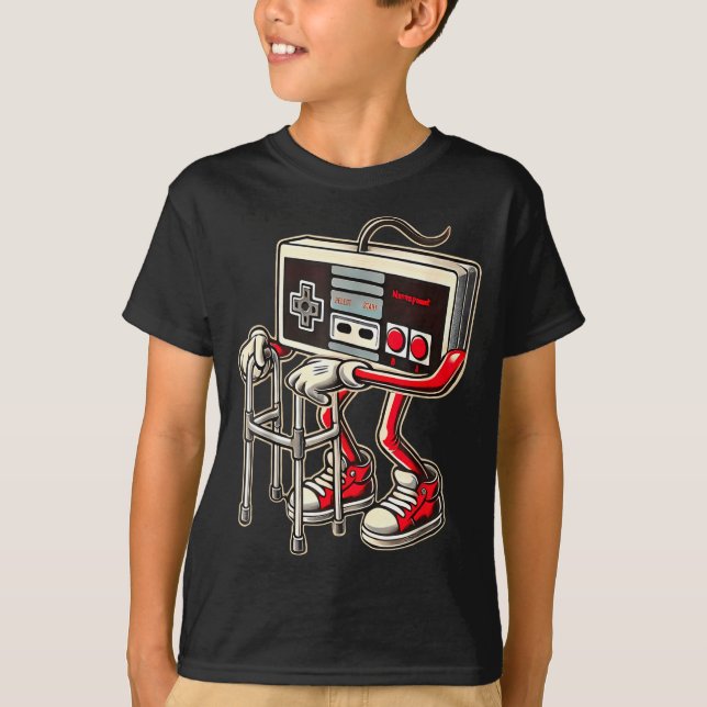 Retro-Videospiel-Controller mit Walker Lustiges Sp T-Shirt (Vorderseite)