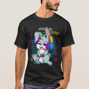 Retro-Videospiel-Gamer-Hasen-Kopfhörer Gaming B T-Shirt