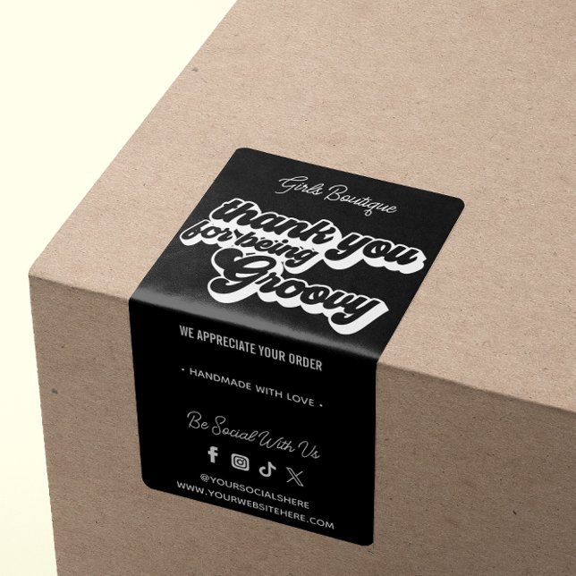 Retro Vielen Dank für den Kauf Groovy Black & Whit (Von Creator hochgeladen)