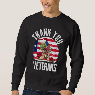 Retro Vielen Dank Veteranen Combat Boots Blume Vet Sweatshirt