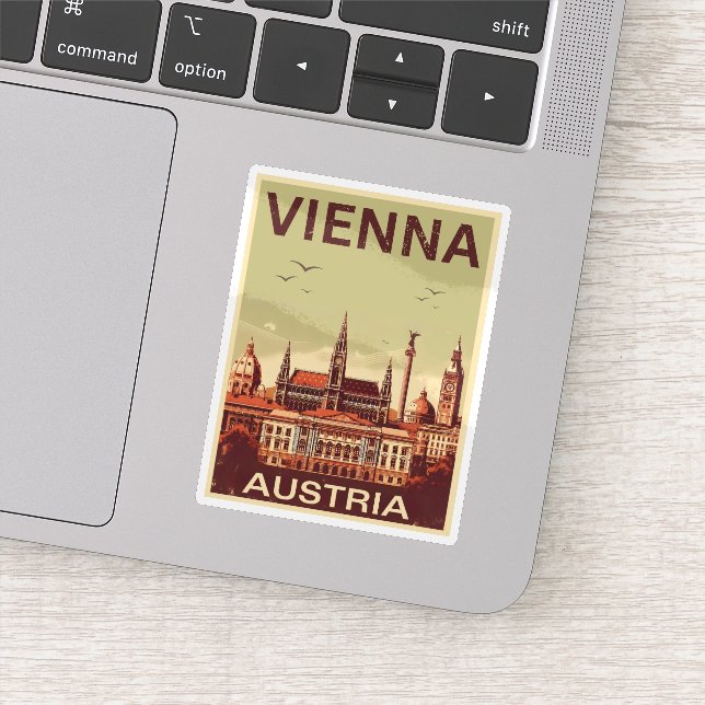 Retro Vienna City Austria Skyline-Geschenke Aufkleber (Detail)