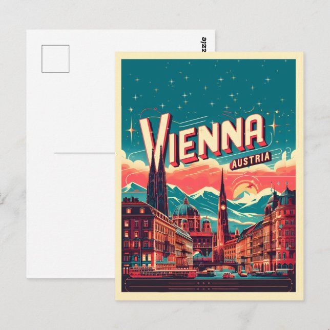 Retro Vienna City Austria Skyline-Geschenke Postkarte (Vorne/Hinten)