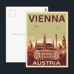 Retro Vienna City Austria Skyline-Geschenke Postkarte<br><div class="desc">"Vienna skyline" "Austria travel" "Vienna city scape" "Austrian culture" "Historic Vienna" "Stephansplatz" "Vienna Vintag" "Danube River" "Vienna architecture" "Schönbrunn Palace"</div>