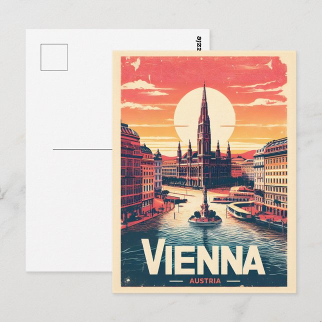 Retro Vienna city austrifts Postkarte (Vorne/Hinten)