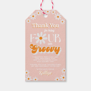 Retro Vier je Groovy Girls 4. Geburtstag Geschenkanhänger