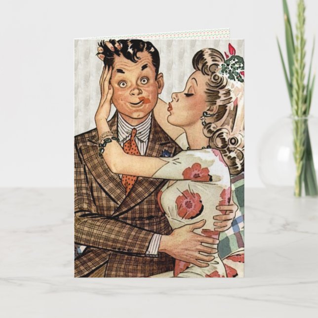 Retro Vierzigerjahre, die Paare küssen Karte (Vorderseite)