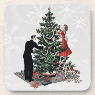 Retro Vierzigerjahre Weihnachtsbaum Untersetzer