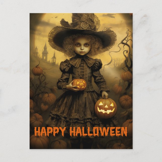 Retro Viktorianisch Fotografie Halloween schlechte Postkarte (Vorderseite)