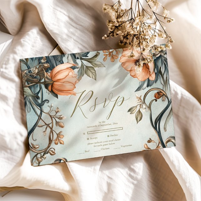 Retro Viktorianisch Royal Floral Wedding RSVP Karte (Von Creator hochgeladen)