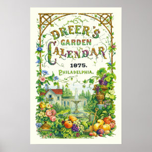 Retro-viktorianische Ära 1875 Gartenkalender-Cover Poster