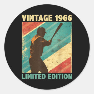 Retro Vintag 1966 Baseball Lover Limited Edition Runder Aufkleber