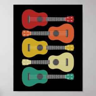 Retro Vintag 5 Ukulele Player Hawaiian Musiker Poster