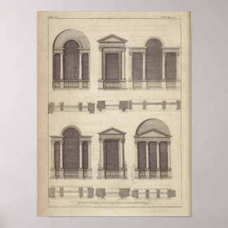 Retro Vintag Architectural Zeichnend Windows Poster