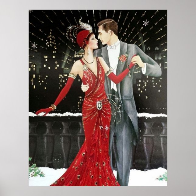 Retro Vintag Art Deko Weihnachtspaar (Vorne)