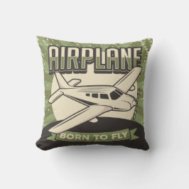 Retro Vintag Aviation Green Flugzeug Kissen