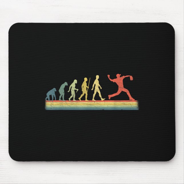 Retro Vintag Baseball Player Evolution Lover Mousepad (Vorne)