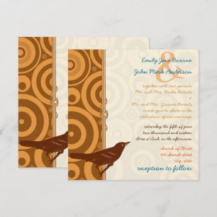 Retro Vintag Bird Orange Brown Modern Circles Einladung