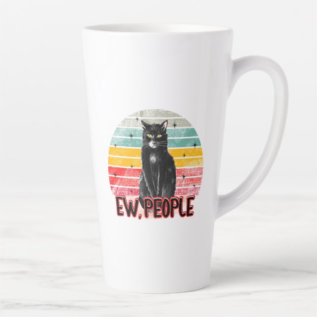 Retro Vintag Black Cat Ew People Milchtasse (Rechts)