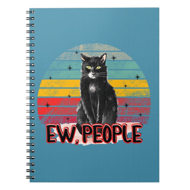 Retro Vintag Black Cat Ew People Notizblock (Vorderseite)