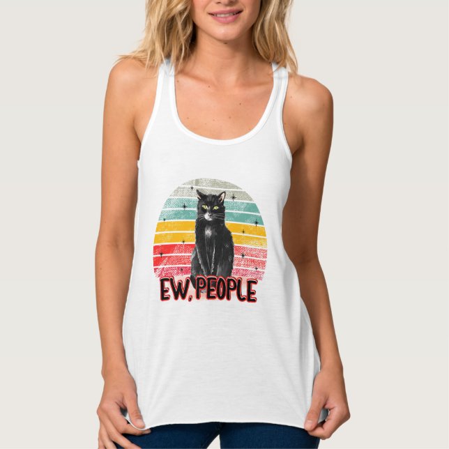 Retro Vintag Black Cat Ew People Tank Top (Vorderseite)