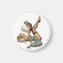 Retro Vintag Blonde Pinup Girl mit Hund Magnet