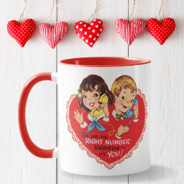 Retro Vintag Boy Girl Valentine's Day Tasse