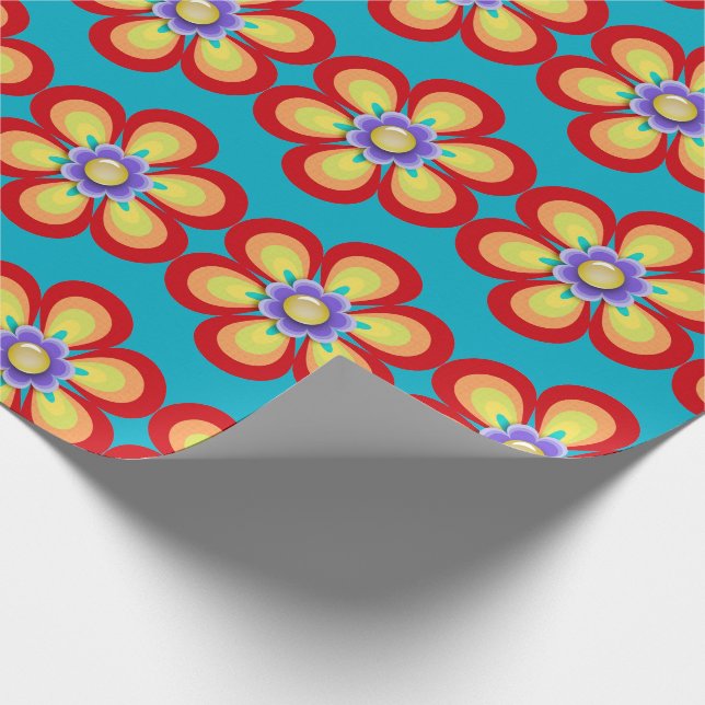 Retro Vintag Bright Blume Geschenkpapier (Ecke)