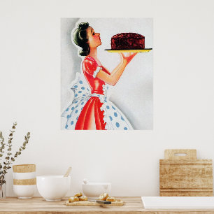 Retro Vintag cake Lady Deko Poster