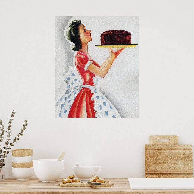 Retro Vintag cake Lady Deko Poster (Küche)