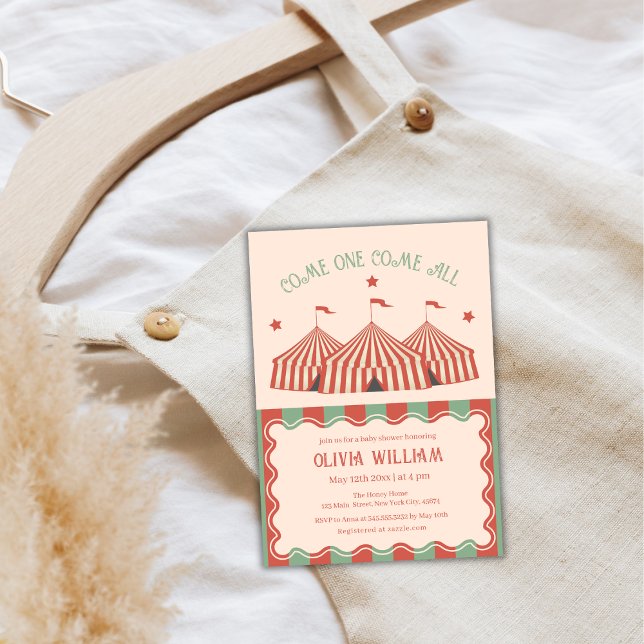 Retro Vintag Carnival Circus Baby Dusche Einladung (Retro Vintage Carnival Circus Baby Shower Invitation)