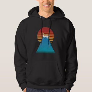 Retro Vintag Cat & Mt. Fuji u2013 80er Aesthetic U Hoodie