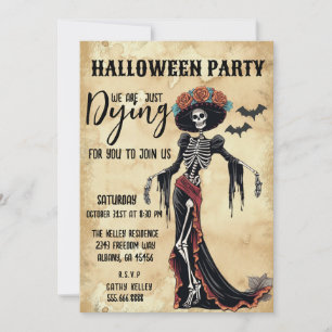 Retro Vintag Catrina Skeletton Halloween-Party Einladung