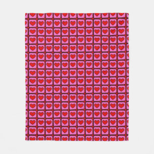 Retro Vintag Checkered Heart Y2K Pattern Fleecedecke