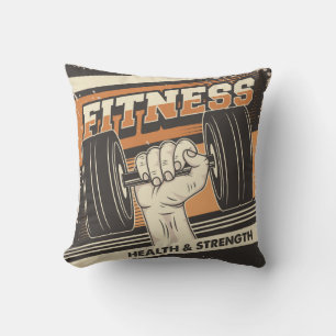Retro Vintag Classic Fitness Dumbells Kissen